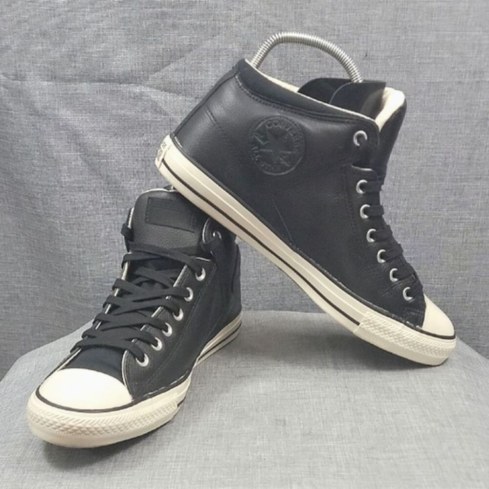CONVERSE All Star Mid-Top LEATHER 157472C Black Shoes Men's 12